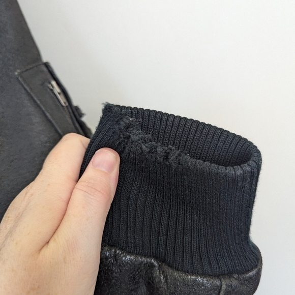 Vintage Distressed Black Leather Bomber Jacket Airborne Aviator - Picture 7 of 17